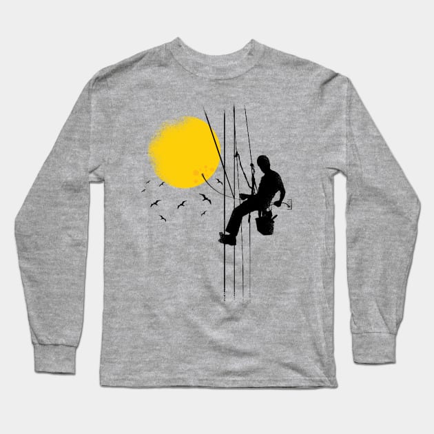 Worker Plugging The Sun Long Sleeve T-Shirt by LR_Collections